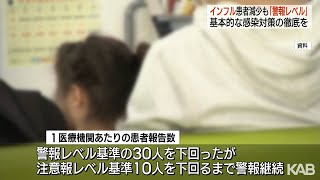 インフルエンザ患者数減少も「警報レベル継続」熊本県