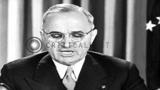 President Truman warns against deflation and unemployment during a speech in the ...HD Stock Footage