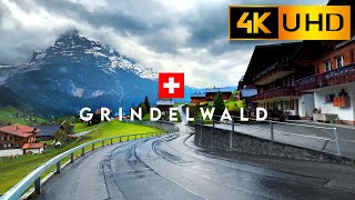 Switzerland🇨🇭 GRINDELWALD, Walking in the Rain | Umbrella ASMR Walk in the Alpine Village