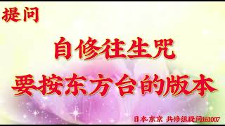 卢台长开示：自修往生咒要按东方台的版本日本·东京世界佛友见面会共修组提问161007(文字)