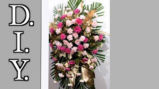 DIY sympathy standing flower spray