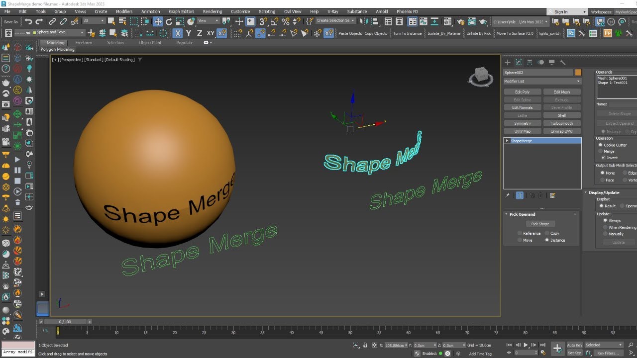 3ds Max Compound Objects Shapemerge Youtube