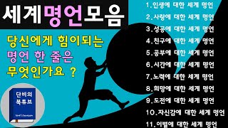 [세계명언 모음]  🙆‍♀️명언을 통해 배운다🙆‍♂️ 유명인/ 철학자/ 교육자들의 명언모음,  인생을 사는 지혜, 단비의오디오북