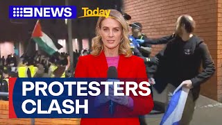 Israeli and pro-Palestine protesters clash at Melbourne campus | 9 News Australia
