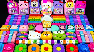 Guess the Mixed Color | Rainbow Hello Kitty vs Glossy Slime Mixing Random만족스러운 슬라임 영상