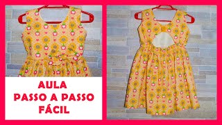 🌸 VESTIDO INFANTIL ELÁSTICO E DECOTE NAS COSTAS | COMO FAZER PASSO A PASSO COM MOLDE