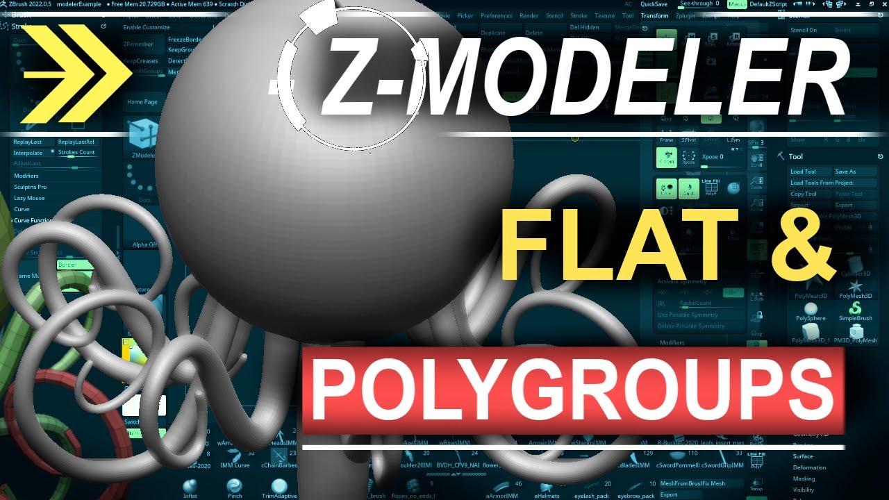 ZBrush - ZModeler Target (Flat-&-Polygroup) - YouTube