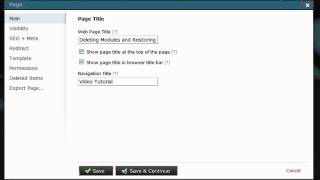 Javelin CMS - General Functions: Deleting Modules & Restoring Deleted Modules