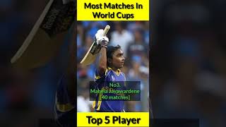 Most Matches In World Cups 🏆 Top 5 Player 🔥 #shorts #sachintendulkar