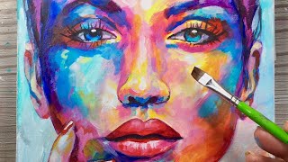 How To Use Abstract Colours / PAINTING / Acrylic on Canvas / PORTRAIT
