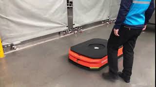 Testing of front safety edge triggering - Quicktron AMR - Warehouse robot