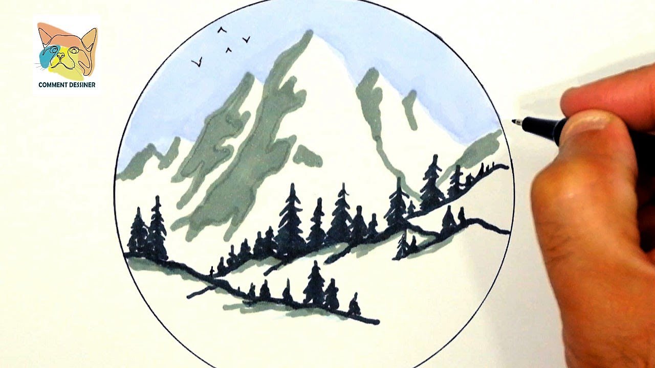 Dessin Facile De Montagnes Dessin Montagne Vivante