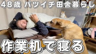 【４８歳バツイチ田舎暮らしおじさんVLOG】訳あって作業机で寝てました！