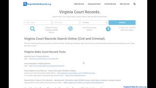 Virginia Court Records (Public Search By Name or Case Number Online).