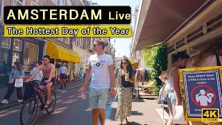 Downtown Amsterdam During Heatwave 4K Walking Tour - So Hot My Camera Stopped!