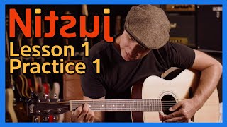 Nitsuj Learning Guitar. Lesson 1 Practice 1 Justin Guitar Beginner Course 2020