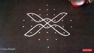 Pongal special sikku kolam with 7(2)-1 dots | Pongal rangoli |Easy melikala muggu | Unique Rangoli