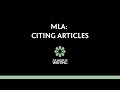 MLA (8th ed.): How To Cite Articles