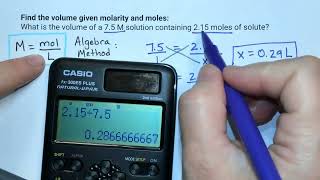 Molarity - Find the volume given Molarity and moles