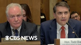Watch: Van Hollen and Blanche get into heated exchange over "anti-weaponization" fund