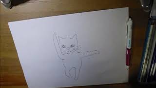 踊る三毛猫 描いてみた //Drawing dancing calico cat