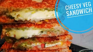 Cheesy Veg Sandwich || ଭେଜିଟେବୁଲ Sandwich || Vegetable sandwich with mayonnaise || Maa Rosei