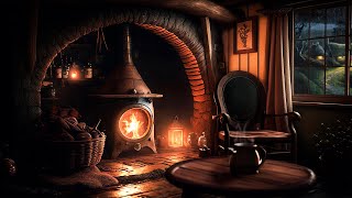 A Rainy Night In Hobbiton : Cozy Hobbit Room with Soothing Fireplace and Rain Sounds ASMR | No Music