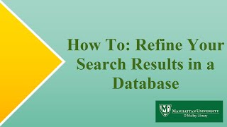 How to: Refine Search Results in a Database
