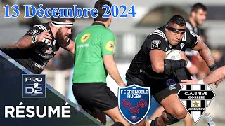 PRO D2: Résumé partie complète FC Grenoble Rugby vs CA Brive : J14 - Saison 2024/2025