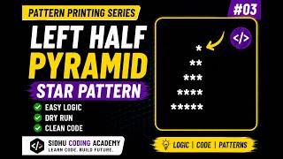 Left Half Pyramid Star Pattern in Python | Pattern Printing Tutorial for Beginners