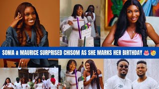 Sonia Uche and Maurice Sam surprised Chisom Agoawuike as she celebrate 🥳🥂#celebritynews #viralvideo