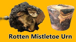 Turning an urn from a rotten mistletoe