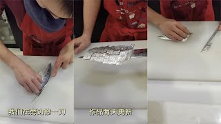 今天教大家怎么切青花鱼刺身Today I teach you how to cut mackerel sashimi