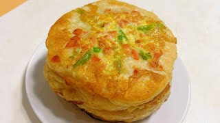 松软美味的青椒鸡蛋饼 green pepper egg cake