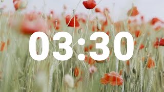 3 Minute 30 Second Timer with Relaxing Music and Alarm, Countdown Clock for Stress Relief