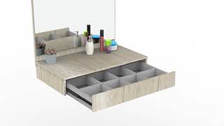 TOCADOR MAQUILLADOR CON ESPEJO Y CAJON FLOTANTE - SKU1432 - MUEBLES CORSA