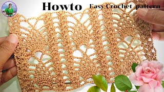 สอนถักโครเชต์ ลายสับปะรด |Tutorial simple crochet pattern for beginners |Super easy-step by step