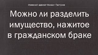 Иж Адвокат Пастухов. Можно ли разделить имущество, нажитое в гражданском браке.