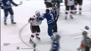 Nick Foligno vs Dion Phaneuf Jan 17, 2012