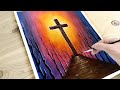 Holy Cross Acrylic Painting Step by Step / Tutorial For Beginners