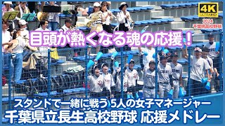 女子マネージャー5人の激熱応援！千葉県立長生高校 野球応援メドレー 思わず目頭が熱くなる！初回から最終回まで選手と一緒に戦った！高校野球応援の原点を見た気が（千葉県高校野球応援2024）