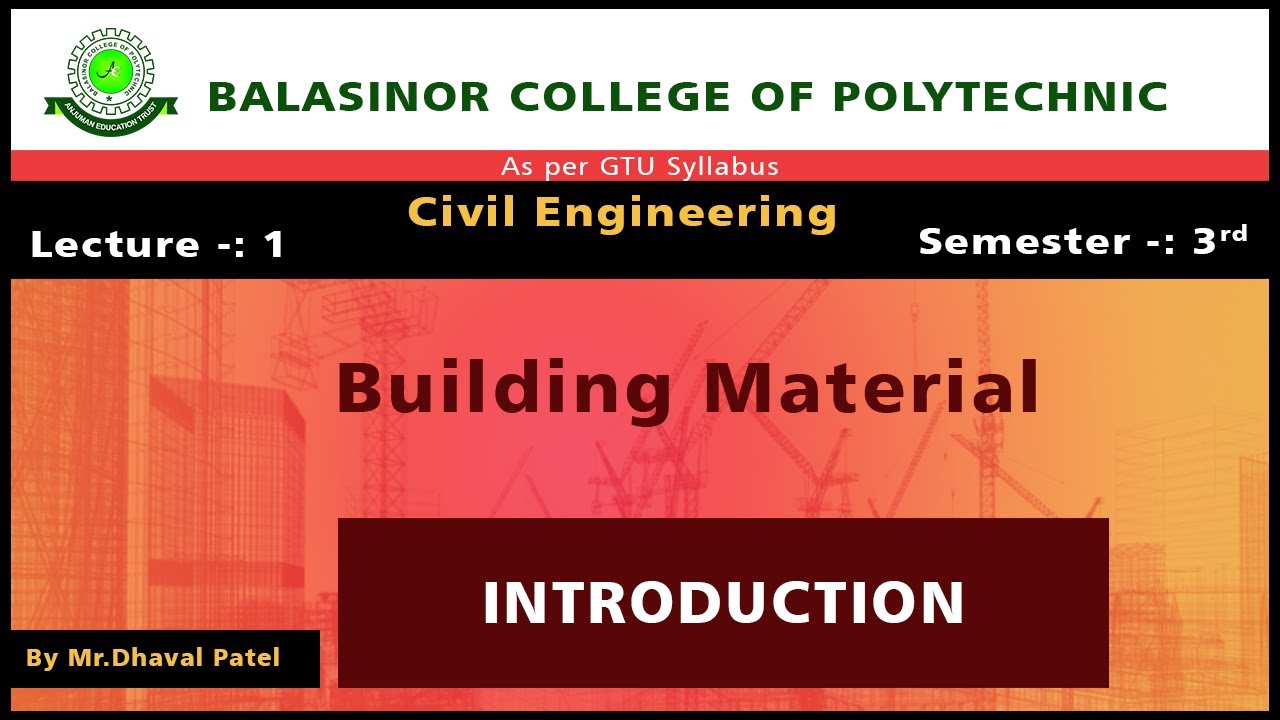 Building Material || Lecture 01 || Introduction - YouTube