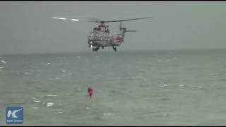 12 people rescued by helicopter after cargo ship sinks due to Typhoon Roke