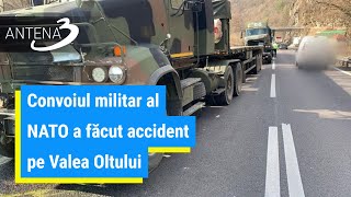 Convoiul militar al NATO a făcut accident pe Valea Oltului. Trei autovehicule militare sunt implicat