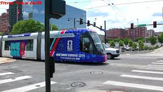 4K/HD Kansas City MO downtown street car train locomotive rail railroad