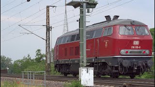 BR 218 155 im Bundesbahn-Look, HSL 151 138 zieht 7 belgische E-Loks, Seidenstraßen-KLV-Zug