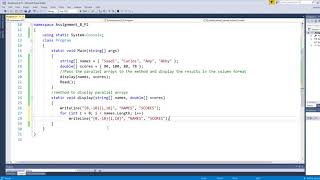 Pass Parallel Arrays to a Method Then Display them | C# Assignment 8 Problem 2