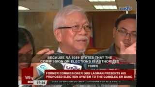 Former Comm. Gus Lagman presents his proposed election system to the Comelec En Banc