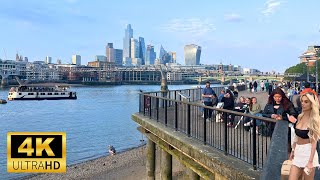 Millennium Bridge, London 2024 🇬🇧 🔴 | NEW Walking Tour in Central London | London Beach [4K HD]