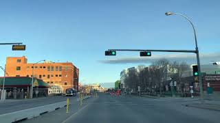 DRIVING EDMONTON ALBERTA DOWNTOWN AND 109 STREET EARLY MORNING SUNRISE